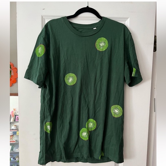 We Are Hairy People Hand Painted Kiwi Tee T Shirt Large Green Fruit Top Cotton L - Picture 2 of 7